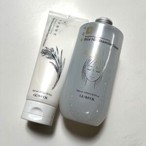 Bundle New 2pc Korean Glamfox Rice Niacinamide Foam Cleanser + Toner K-Beauty